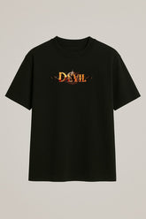 Devil Edition Artistic Printed Black Oversized Men’s T-Shirt