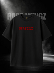 Stay Rare Stay Real Oversized Black T-Shirt | 260 GSM Cotton | RAREWINGZ