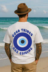 Good Vibes Oversized White T-Shirt | 260 GSM Cotton | RAREWINGZ