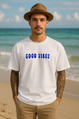 Good Vibes Oversized White T-Shirt | 260 GSM Cotton | RAREWINGZ