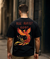 Rise Against Odds Oversized Black T-Shirt | 260 GSM Cotton | RAREWINGZ