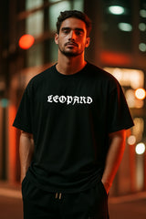 LEOPARD Oversized Black T-Shirt | 260 GSM Cotton | RAREWINGZ