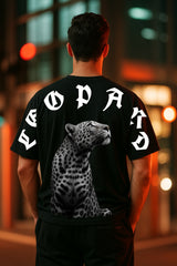 LEOPARD Oversized Black T-Shirt | 260 GSM Cotton | RAREWINGZ