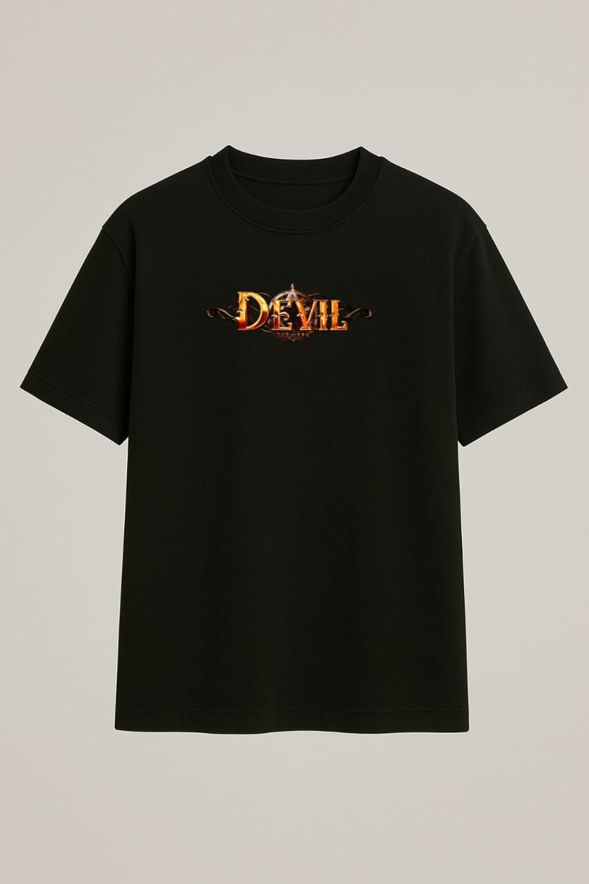 Devil Edition Artistic Printed Black Oversized Men’s T-Shirt