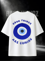 Good Vibes Oversized White T-Shirt | 260 GSM Cotton | RAREWINGZ