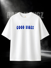 Good Vibes Oversized White T-Shirt | 260 GSM Cotton | RAREWINGZ