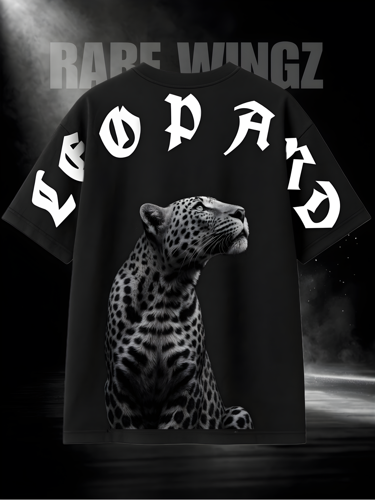 LEOPARD Oversized Black T-Shirt | 260 GSM Cotton | RAREWINGZ