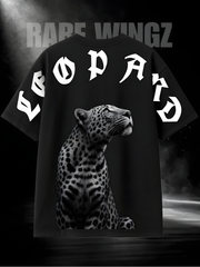 LEOPARD Oversized Black T-Shirt | 260 GSM Cotton | RAREWINGZ