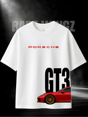 Porsche GT3 RS Oversized White T-Shirt | 260 GSM Cotton | RAREWINGZ