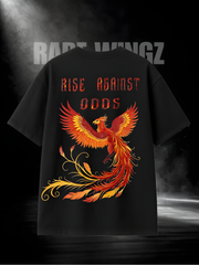 Rise Against Odds Oversized Black T-Shirt | 260 GSM Cotton | RAREWINGZ